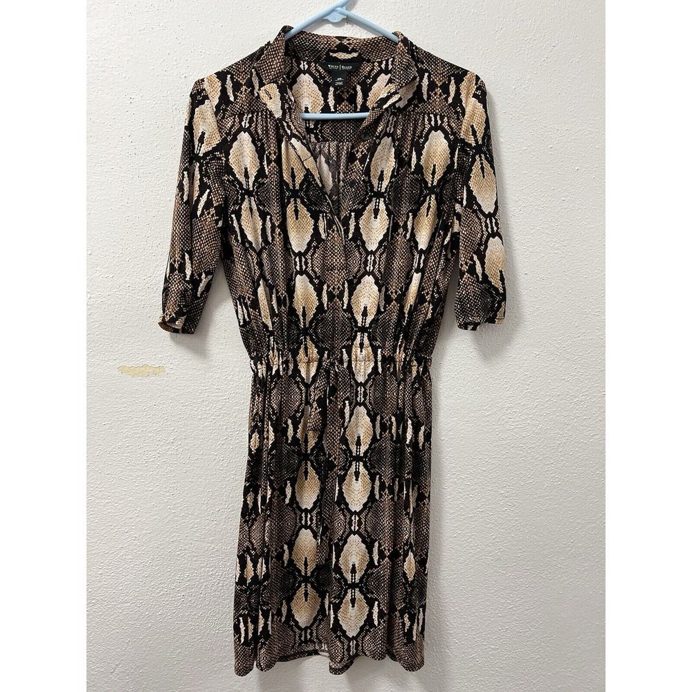 White‎ House Black Market Snakeskin Snake Print Cinch Waist Dress Size XSmall